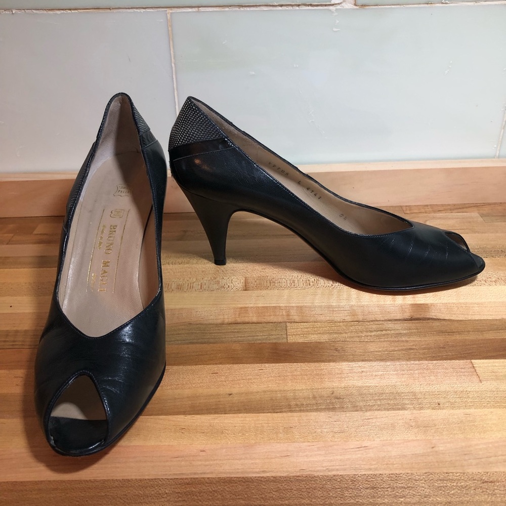 Bruno Magli Italian Black Leather Heels